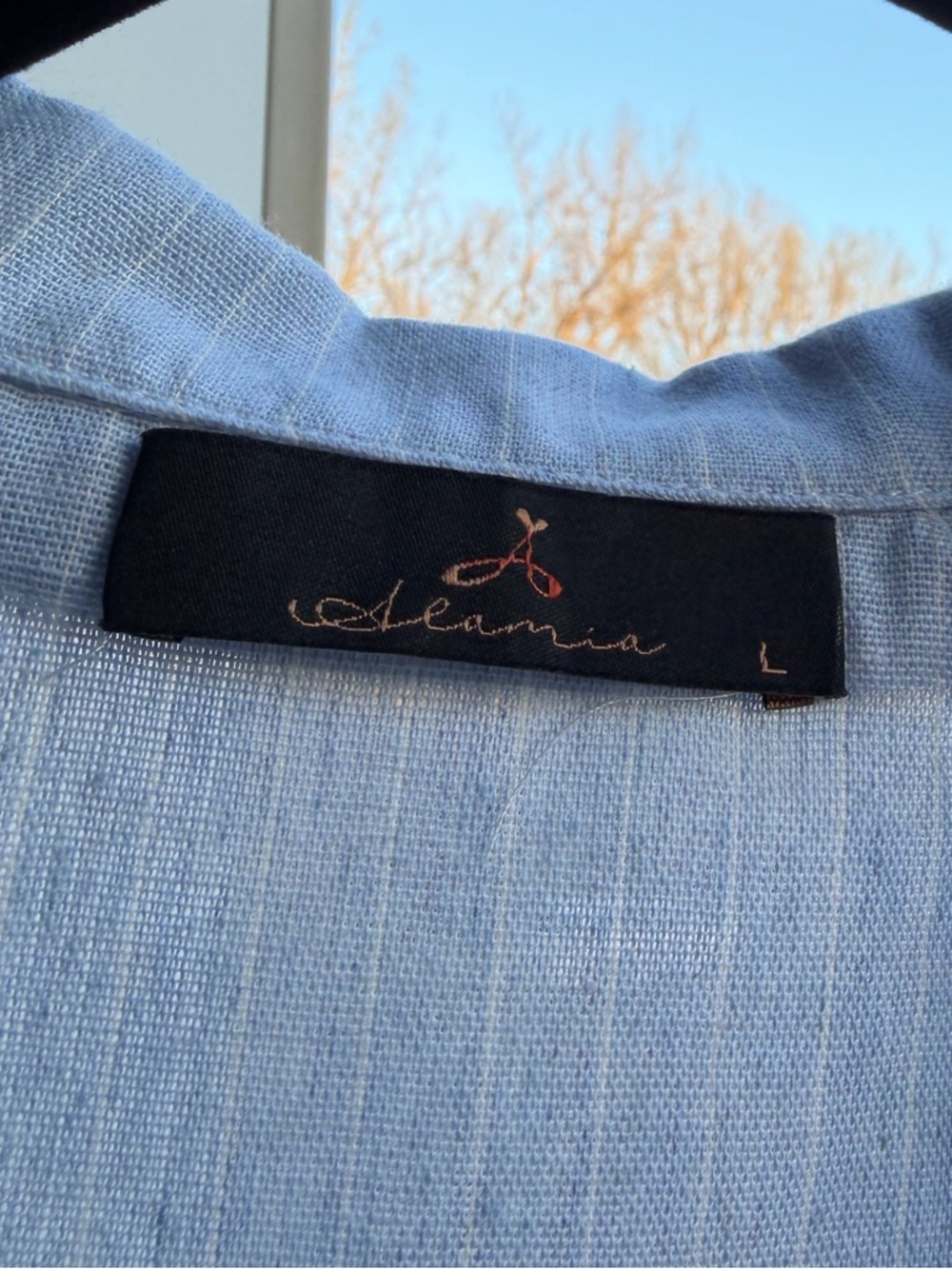 ππ¦Alani Light Blue Linen Blend Jumpsuit NWOT Size L Wide Leg Romper Collared - Picture 14 of 16
